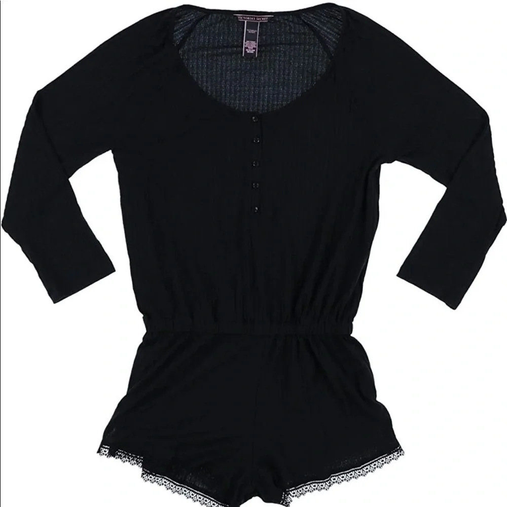 Victoria's Secret Black Lightweight Knit Romper S